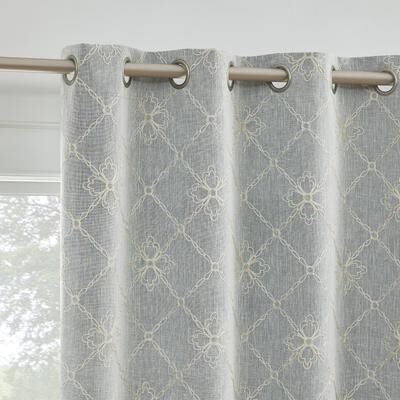 Sun Zero Adria Trellis Embroidered Total Blackout Grommet 1-Piece Curtain Panel, Single Panel