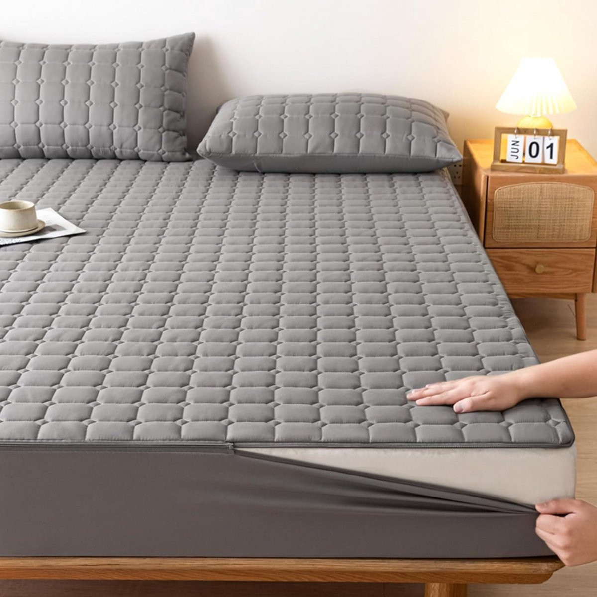 Wasbaar hoeslaken met ritssluiting voor matras