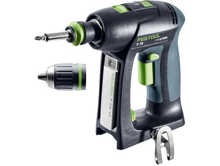 Festool Perceuse-visseuse sans fil C 18 - Mandrin FastFix\, Clip ceinture Version Basic sans batterie ni chargeur - Mandrin FastFix\, porte-embout magnétique\, embout PZ 2\, clip ceinture inclus