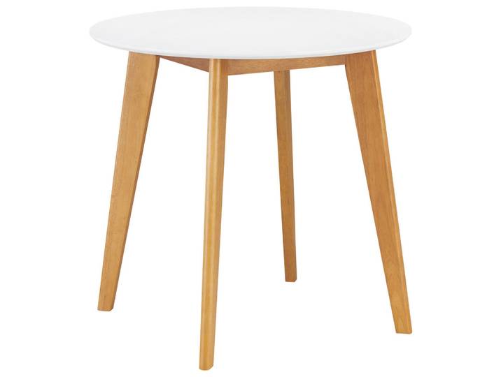 Livetastic Esstisch, Weiss, Holz, Kautschukholz, massiv, rund, 80x76x80 cm, Esszimmer, Esstische, Holztisch, Massivholztische