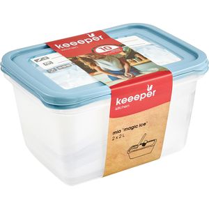 Keeeper Frischhaltedose mia magic ice, aus Kunststoff, 2 Liter, Gefrierdose, transparent, Set, 2 Stück