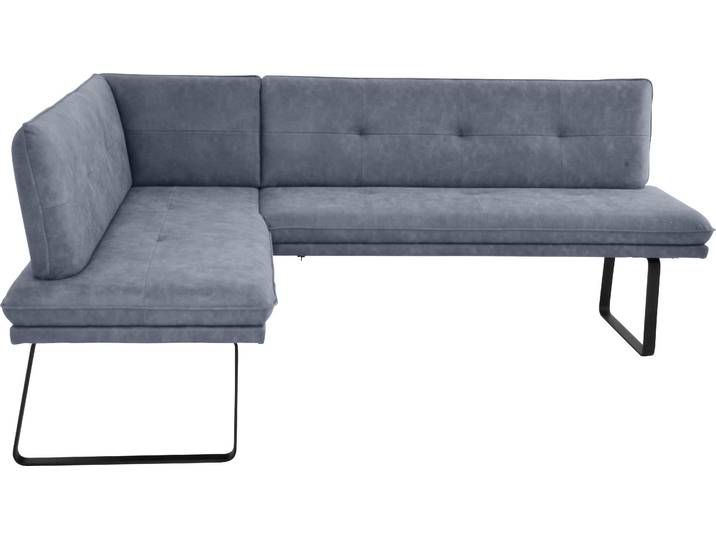 Eckbank K+W KOMFORT & WOHNEN, blau, B:157cm H:87cm T:207cm, Sitzbänke, Eckbank, Polstereckbank in Spitzkissenoptik, Sitz und Rücken gesteppt