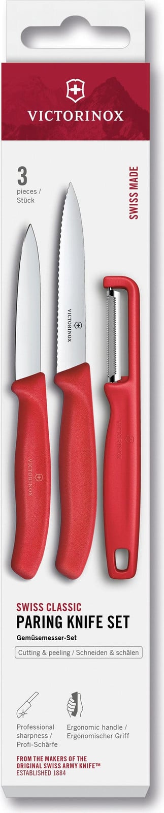 Victorinox Swiss Classic groentemes set met schiller, 3-delig, rood