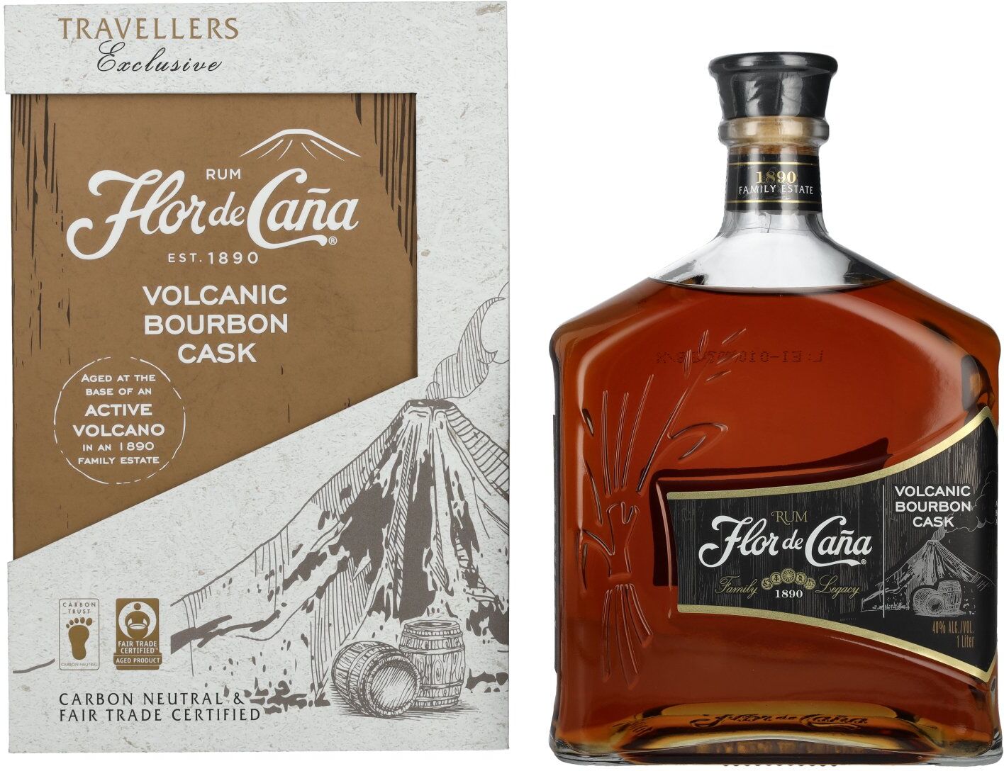 Flor de Caña Volcanic Bourbon Cask 40% Vol. 1l in Geschenkbox