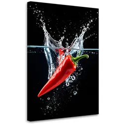 LEINWANDBILD Paprika in Wasser 80x120cm