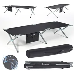 24MOVE® Feldbett Campingbett bis 200 kg In-und Outdoor Camping faltbar, inkl. Tragetasche für einfachen Transport