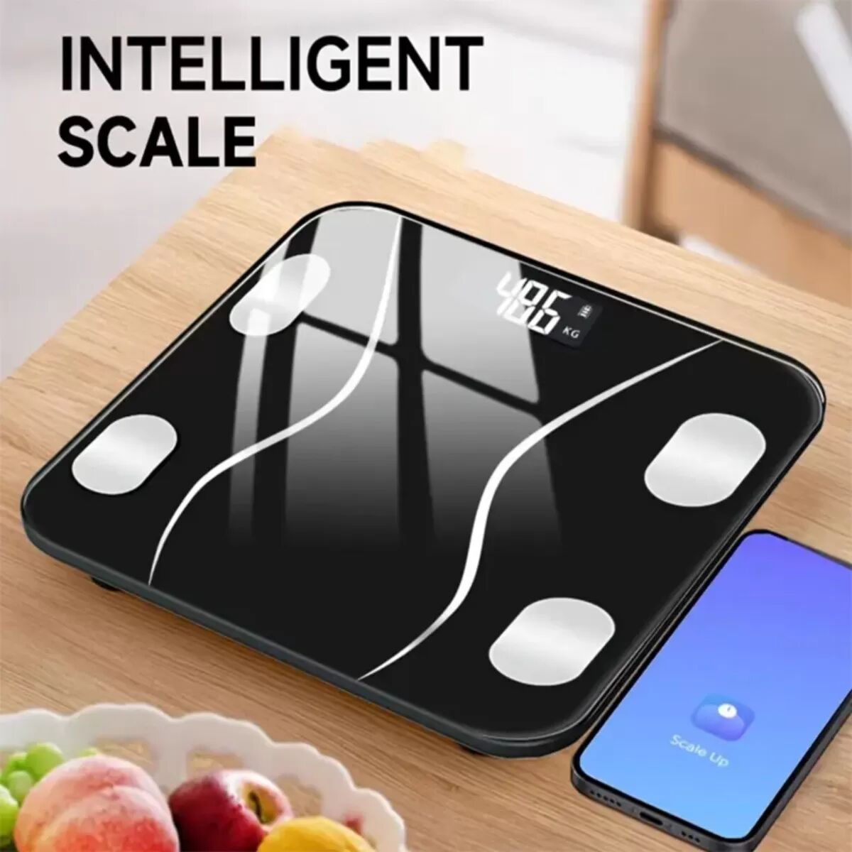 INF Smart Körperwaage mit LCD-Hintergrundbeleuchtung, Type-C 300mAh wiederaufladbar, Bluetooth 4.0, Gehärtetes Glas - 0,05kg