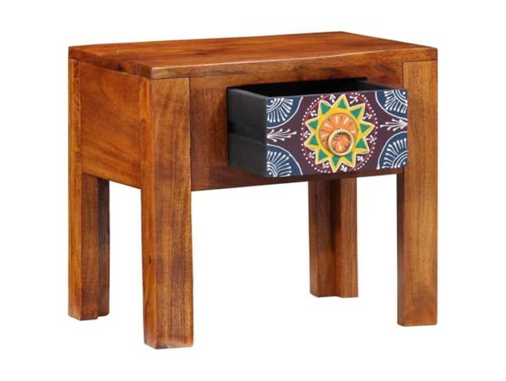Beistelltisch Braun 40 x 30 x 36 cm aus Akazienholz und Holzwerkstoff Rustikales Design, kompakte Größe, natürliche Maserung, vielseitig nutzbar, einfache Montage zu zweit