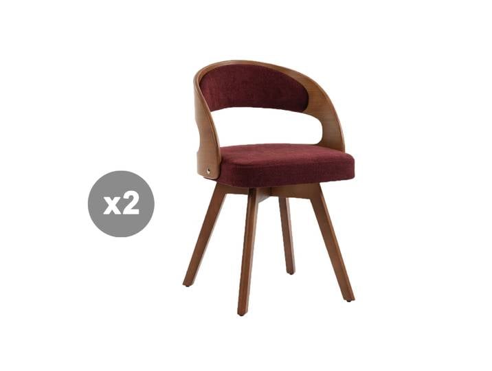 Lot de 2 chaises pivotantes 360° avec dossier et siège, rouge vin