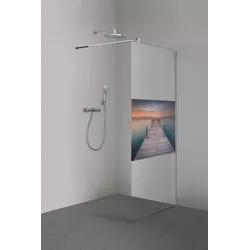 Sprinz Walk-In-Duschkabine Freistehende Scheibe mit Digitaldruck teilflächig im Schambereich „Inloop Color“ B: 1200 mm H: 2100 mm