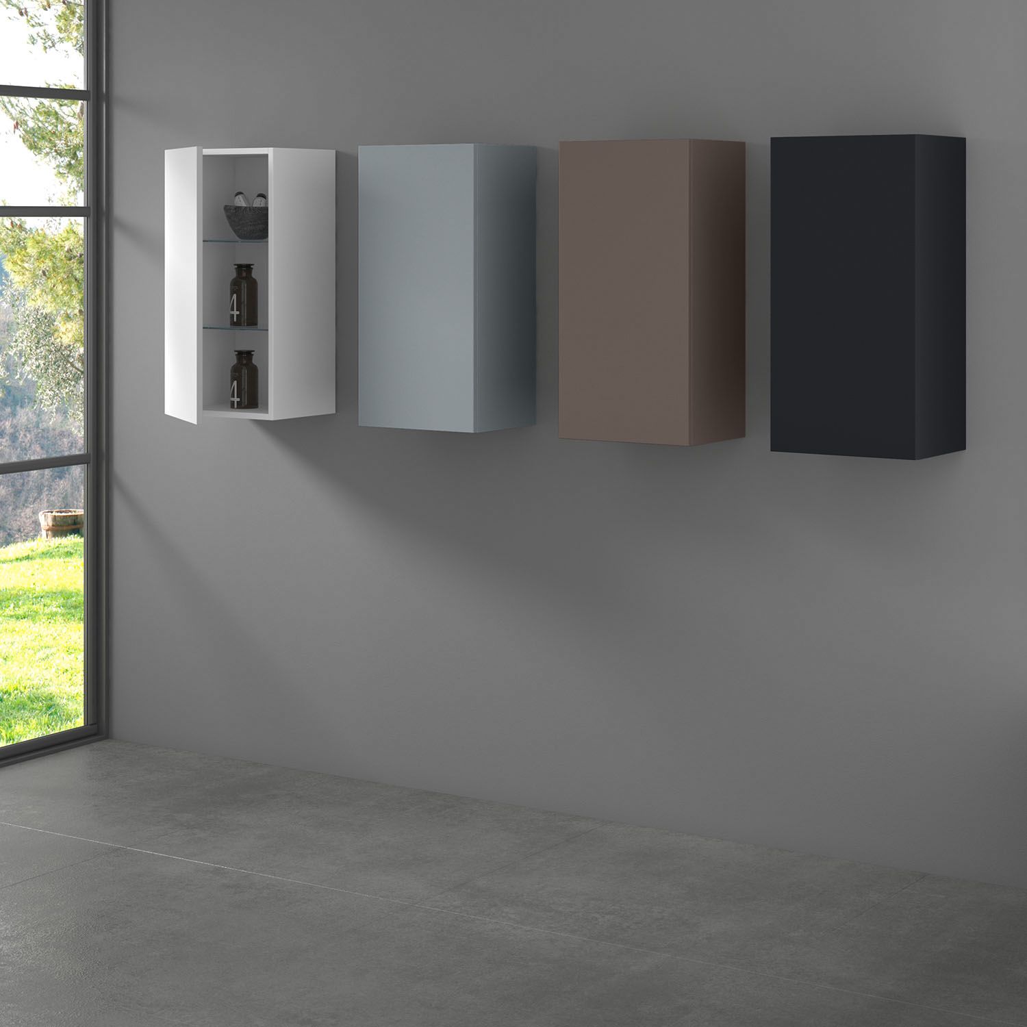 progettobagno Maggiore Halbhochschrank 40 x 80 cm, Anschlag rechts, Badmöbel, MB80PE4032DXGG,