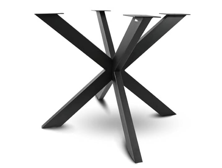 holz4home® Tischgestell Hora Spider Round I Schwarz Pulverbeschichtet I Tischbeine für Esstisch aus Stahl I Schwerlast Massiv Rahmen I X-Gestell