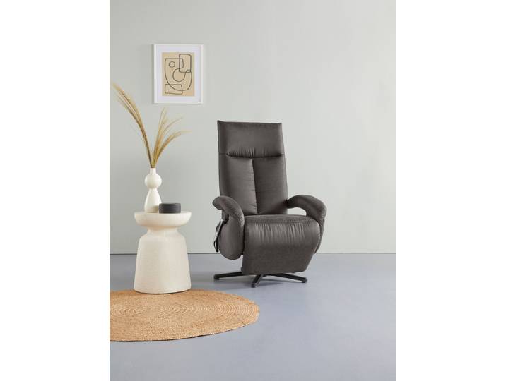 TV-Sessel SIT & MORE Tycoon , grau (anthrazit), B:74cm H:112cm T:82cm, 100% Polyester, Sessel, TV-Sessel, wahlweise manuell, mit zwei Motoren oder mit Akku oder mit 2 Motoren