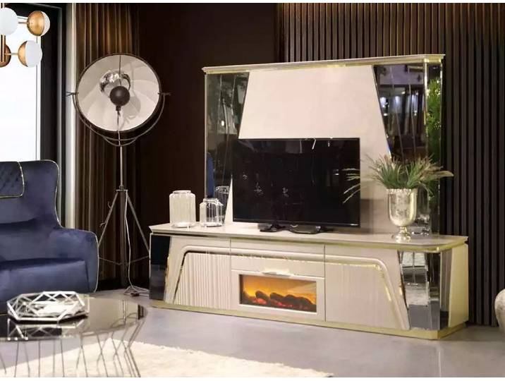 JVmoebel TV-Wand Moderne Holz-Wohnwand mit elegantem Design und Stauraum, (TV-Ständer + TV-Rahmen), Made in Italy