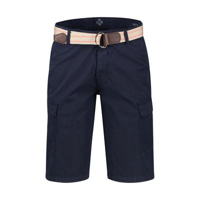 Bermudas LERROS "Herren Cargo Bermudashorts mit Seitentaschen und Gürtel", Herren, Gr. 40, blau (classic navy), 100% Baumwolle, Hosen Bermudas, Bequem geschnittene Bermuda für den Sommer, Einfarbig, 100% Baumwolle