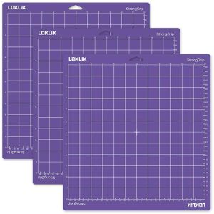 LOKLiK Schneidematte Cutting Mat, Strong Grip, 3 Stück, lila, 30,5 x 30,5cm, mit Rakel, für Plotter