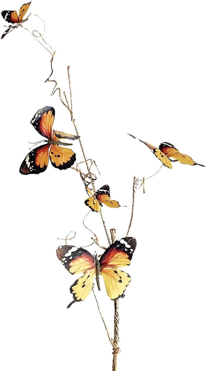 Kunstwilgentakken met vlinders decoratie - Oranje - 80 cm