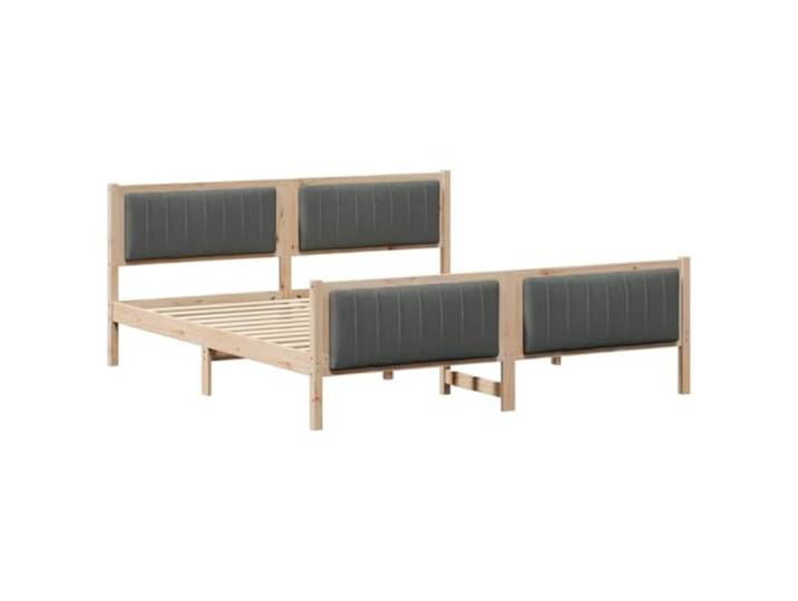 PUGYNBK Bettgestell aus Kiefernholz, 180 x 200 cm Dunkeles, gepolstertes Kopfteil, ohne Lattenrost, Wandmontage, mattes Finish