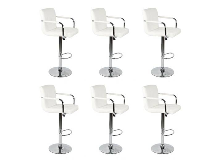 SUPFINE Lot de 6 Tabourets de Bar Modernes avec Dossier Accoudoirs Chaises de Bar Hauteur Réglable pour Îlot de Cuisine Bar