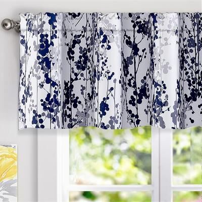 "DriftAway Leah Floral Blossom Ink Painting Window Valance - 52"" width x 18"" length"