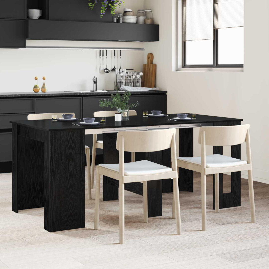 Brayden Studio Extendable Dining Table Black Oak