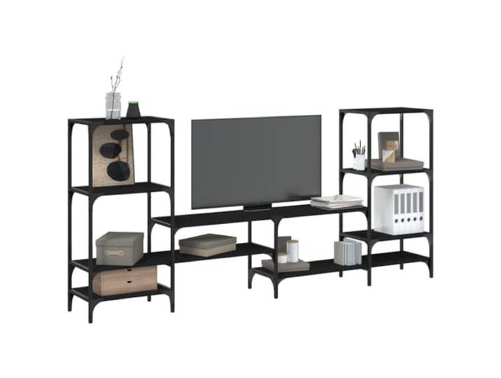 HEFZGDB TV-Schrank Schwarz 206,5x28,5x95 cm Holzwerkstoff mit Regal und Wandhalterung für Stauraum