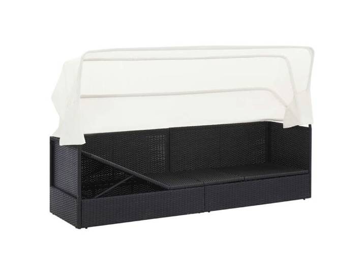 JLL*TOP - Canapé de jardin avec auvent Noir Résine tressée LLL480
