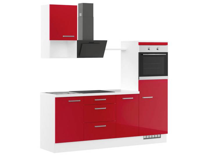 Impuls Küchenleerblock, Rot, Holzwerkstoff, Uni, 3 Schublade(n) Schubladen, nur wie online abgebildet bestellbar, 215 cm, RAL Testat, Pefc, Goldenes M, Made in Germany, seitenverkehrt erhältlich, vormontierter Korpus, Küchen, Küchenblöcke, Küchenzeilen, Küchenzeilen ohne Geräte