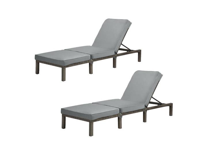 Svita Gartenliege 2er Set Peach, Grau, Kunststoff, 66x22x196 cm, Gartenmöbel, Gartenliegen