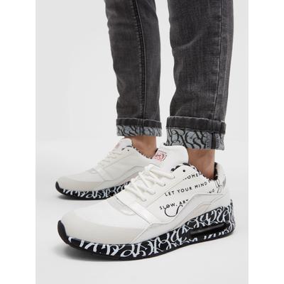 Sneaker SOCCX, Damen, Gr. 37, Textil, weiß, Leder, Synthetik, Textil, bedruckt, Schuhe Sneaker, mit Glitter-Elementen