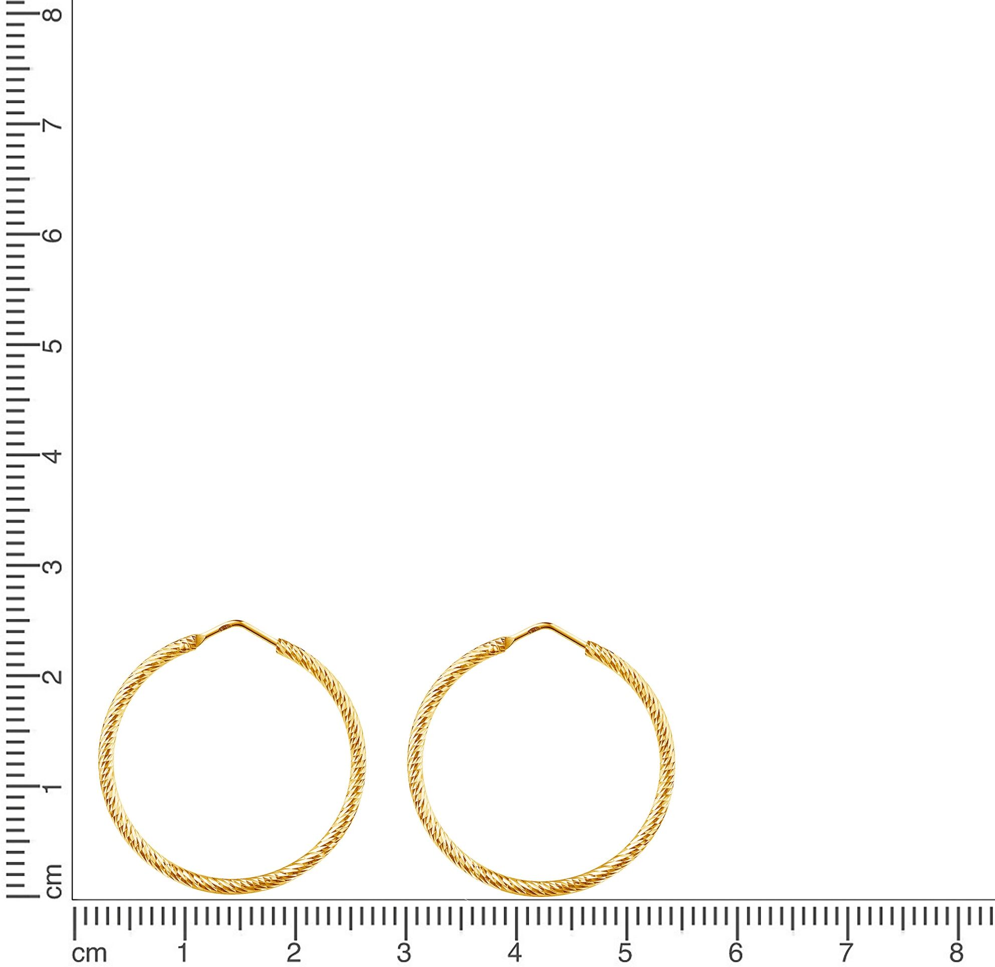 Paar Creolen FIRETTI "Schmuck Geschenk Silber 925 Ohrschmuck Ohrringe gedrehte Optik" Gr. 25, gold (gelbgoldfarben), Ohrringe, Damen, 25, Silber 925 (Sterlingsilber), Paar Creolen