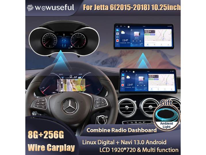 Tableau de bord numérique LCD Wowuseful pour Benz C117 GLC S205 W205 W253 15-18, lecteur radio de navigation Android, panneau de cockpit