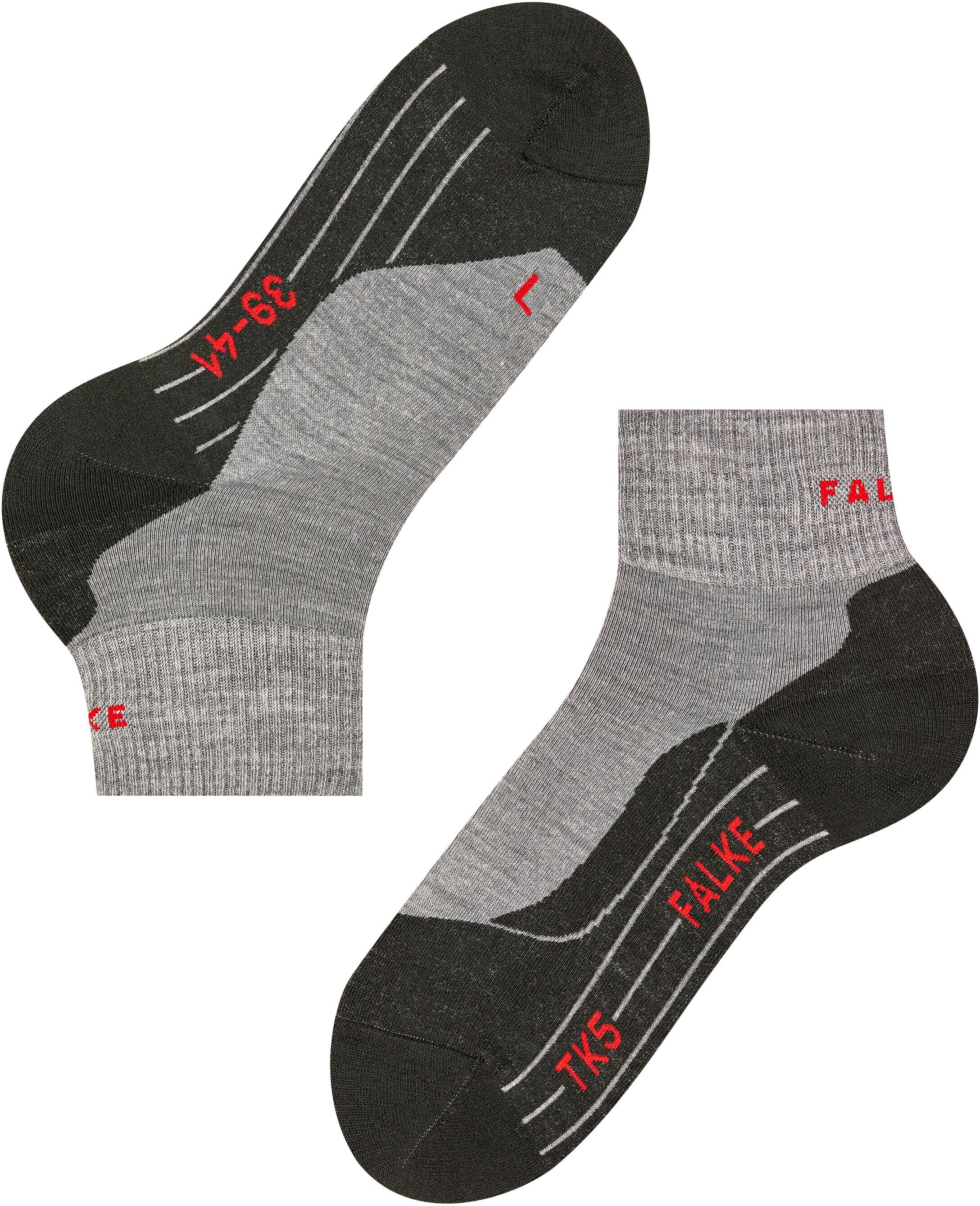 Wandersocken FALKE "TK5 Wander Short", Herren, Gr. 44-45, grau (light grau), Materialmix, normal, Socken Wandersocken, leicht und bequem für Freizeitwanderungen, atmungsaktiv light grau 44-45