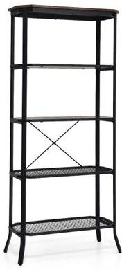 Costway Industrial 5-Layer Bookshelf with Out-Stretched Legs-Rustic Brown