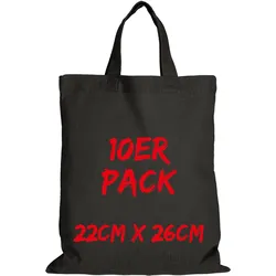Texxilla Apothekertasche Mehrpack mit zwei kurzen Henkeln, Schwarz, schwarz