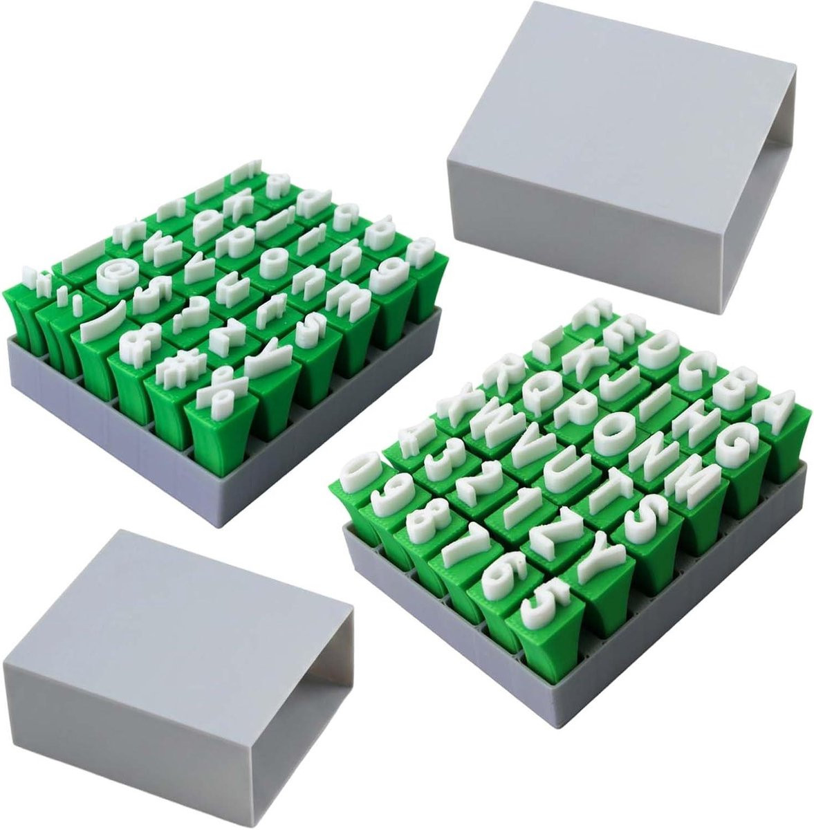 Alfabet Stempelset met 26 Hoofdletters voor Keramiek Decoratie - Groen Wit