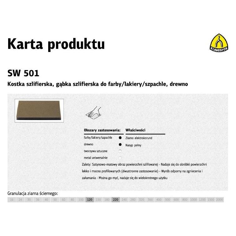 Klingspor GĄBKA SZLIFIERSKA 123 x 96 x 12,5mm P 80 SW501 (80) (35621752)
