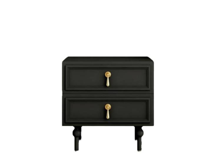 Schrank Vintage schwarz Holz Nachttisch mit 2 Schubladen Desktop Elegante Metallzüge, ausreichend Stauraum für die täglichen Utensilien im Schlafzimmer