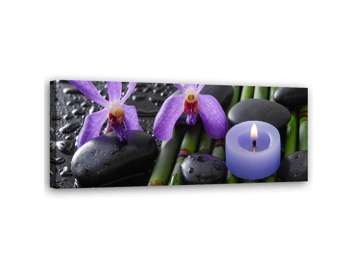 Feeby Wandbild zen spa blumen, Lila, Orientalisch, Rechteckig, 90x30 cm, Bilder & Rahmen, Bilder, Leinwandbilder