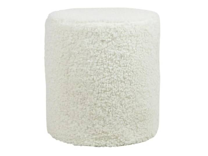 INNA-Glas Deko Hocker Teddy Stoff Mille, weiß, 45cm, Ø40cm Deko Hocker - Sitzhocker