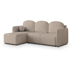 ECKSOFA SUVINO Beige Geflochtener Stoff mit Schlaffunktion