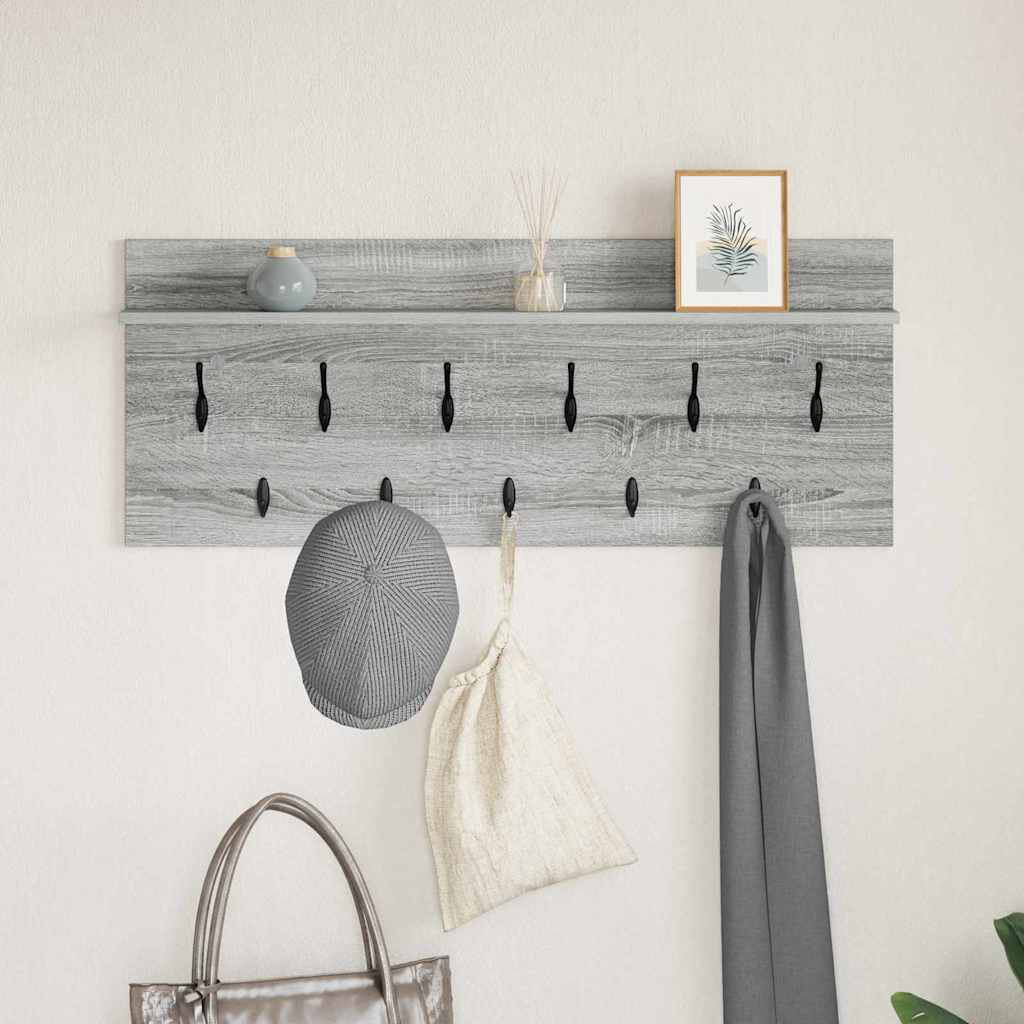 Latitude Run Wall-Mounted Coat Rack With Shelf Engineered Wood Grey Sonoma 12cm H X 100cm W X 40cm D