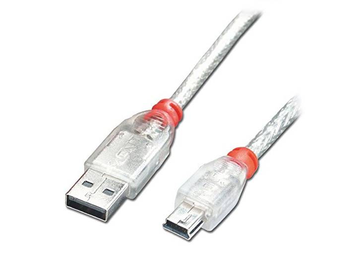 Lindy USB 2.0 kabel A naar Mini-B, transparant, 2 m