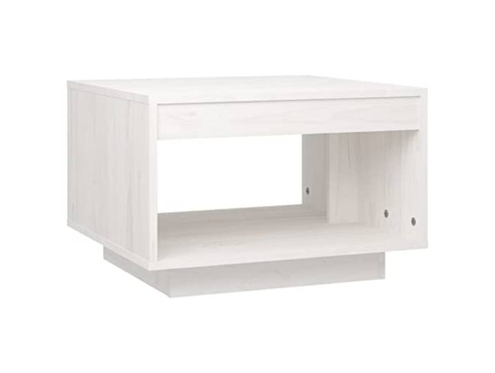 Tmriohed Couchtisch Weiß 50x50x33,5 cm Massivholz Kiefer Beistelltisch Kompakter Holzbeistelltisch aus Kiefer mit praktischer Ablage für Zeitungen und Snacks im Wohnzimmer.