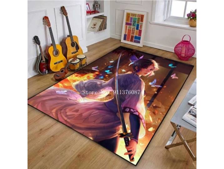 Tapis de sol imprimé 3D Demon Slayer - DSN-9896 - Taille 150x200cm - Motifs variés - Antidérapant