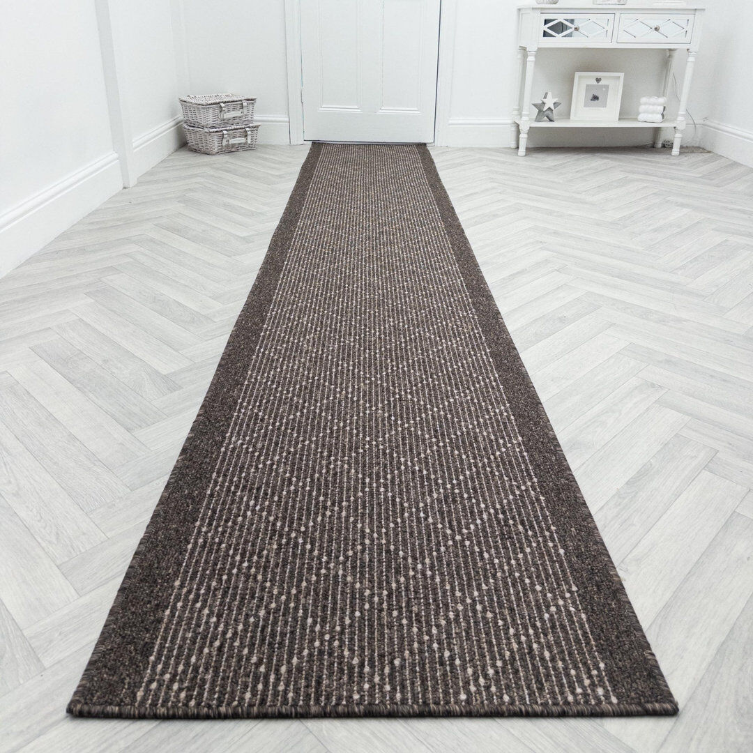 Corrigan Studio Runner Solid Colour Looped / Hooked Area Rug Brown Runner 66 x 420 cm