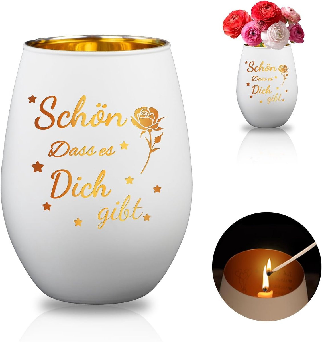 Elegante windlicht met gravure voor volwassenen