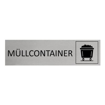 CombiCraft Aluminium Türschild Müllcontainer 165x45mm mit 3M-Tape zur Befestigung, einfache Kennzeichnung von Räumen und Bereichen