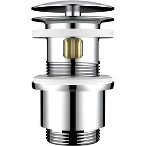 Variosan Ablaufgarnitur Universal 10018, aus Messing, für Waschbecken mit Überlauf, Push-Open-Funktion, verchromt