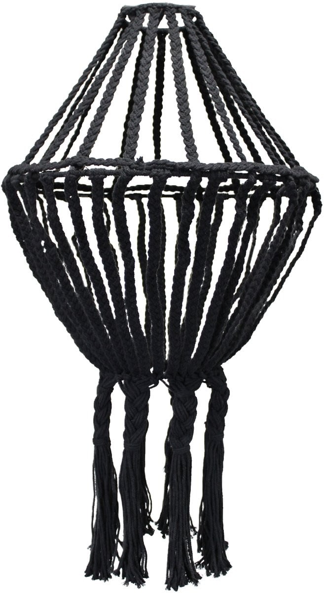 AWGifts Macrame Large Drop Chandelier - Zwart - Boho Hanglamp met Textiel